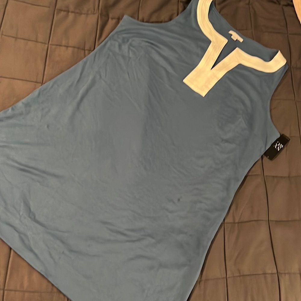 New York & Company Blue Sleeveless Shift Dress